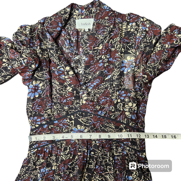 BA&SH Giani Floral Dress in Carbon - Picture 5 of 10